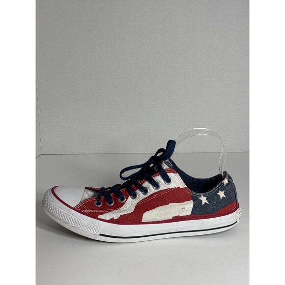Converse All Star Low Top Sneakers American Flag Print Canvas Size 8.5 Mens - Picture 7 of 16